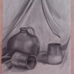 carboncillo sobre papel, bodegón